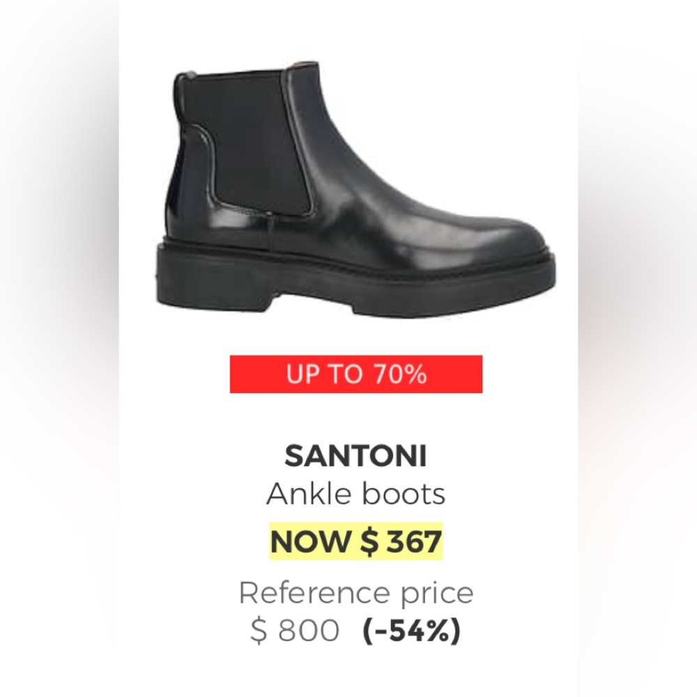 NIB santoni black leather chelsea ankle boots sz 9 $800